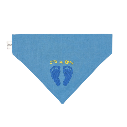 It's a Boy Footprints - Embroidered Print - Dog Bandana