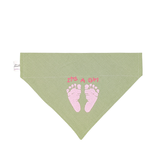 It's a Girl Footprint - Embroidered Print - Dog Bandana