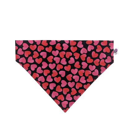 Valentine's Hearts on Black - Dog Bandana