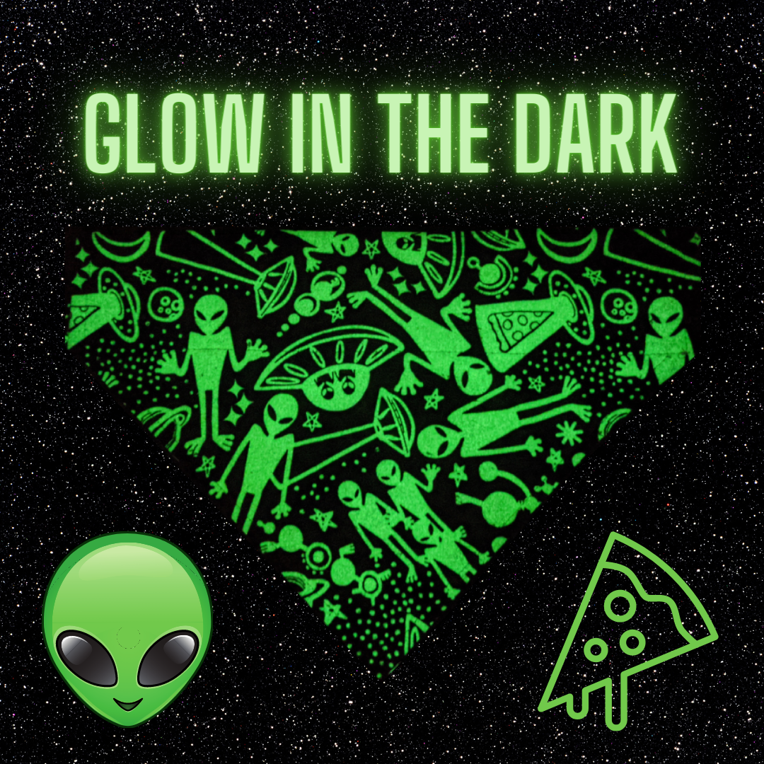 Alien Pizza Party - Glow-in-the-Dark - Dog Bandana